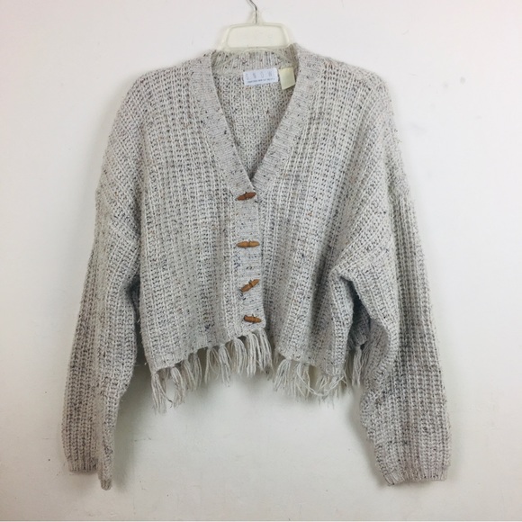 Wool Drop Shoulder Pullover Fuzzy Autumn Warm Cardigan Open Front Fringe Tassel - Picture 2 of 12
